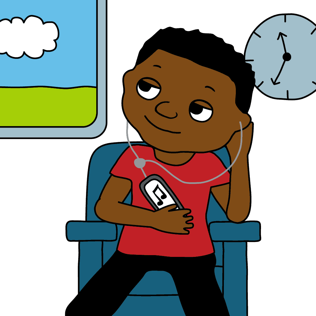 Boy listening to ipod.