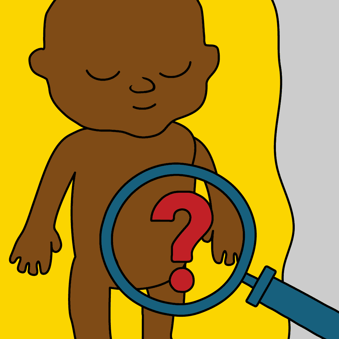 Baby with magnifying glass.