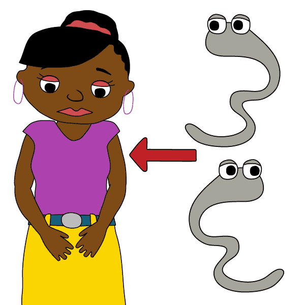 Girl and worms.
