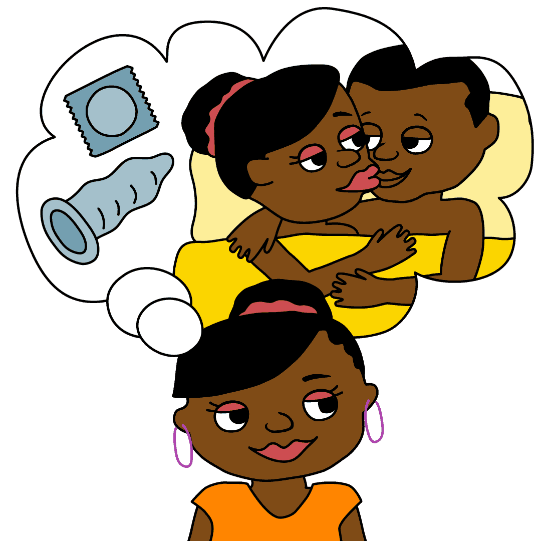 Girl planning condoms for sex.